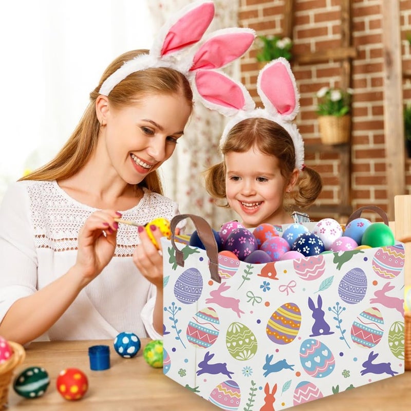 FXOCSHE FXOLCSHE Rectangular 3pack Easter basket,Easter basket empty,Kids Toy Storage Basket for baby Bedroom,Toy Gift Organizerm,Kids Storage Bin,Easter gift box(Cute Easter egg) - Image 5